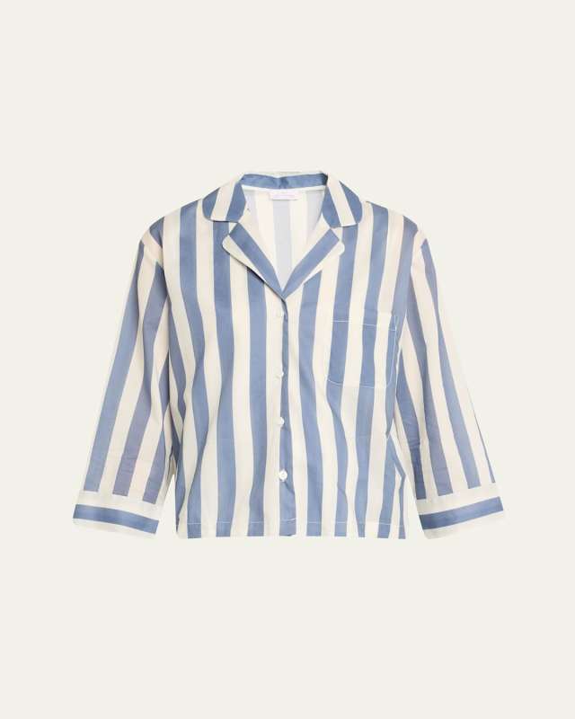 Sato Cropped Striped Cotton Pajama Set